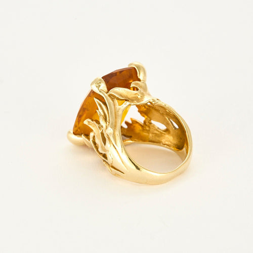 Bague 54 Bague Cocktail or jaune et citrine 58 Facettes CAN1098