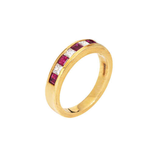 Tiffany & Co Ruby Diamond Ring 4mm Band Vintage 18k Yellow Gold Signed Jewelry 58 Facettes G13930