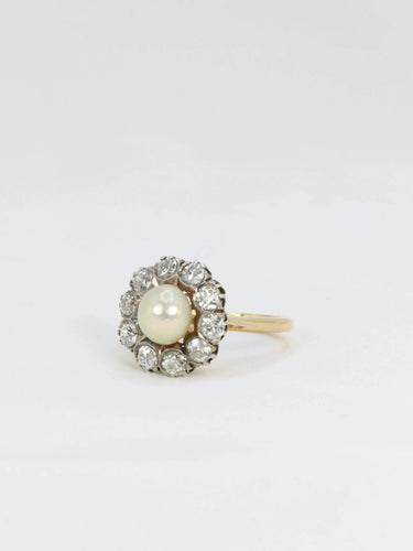 Bague 55.5 Bague marguerite diamants, perle fine 58 Facettes 685