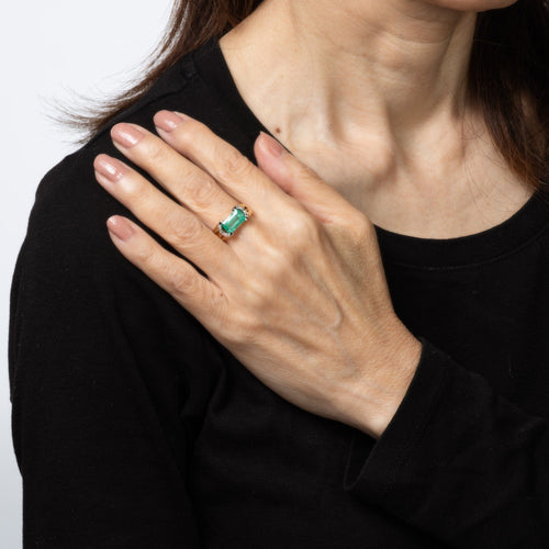 Bague Bague vintage des années 70 avec diamant émeraude de 1,75 ct, taille 7, or jaune 18 carats, bijoux fins 58 Facettes G14062