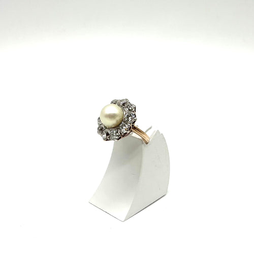 Bague 50 Bague or rose, perle de culture et diamants 58 Facettes Z15B51595