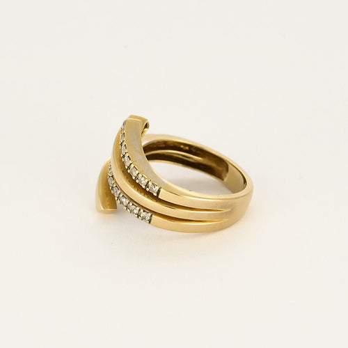 Bague godrons en Or jaune et diamants