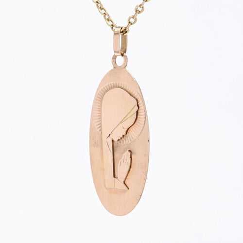 Pendentif Médaille or rose Vierge Marie stylisée 58 Facettes CVP130