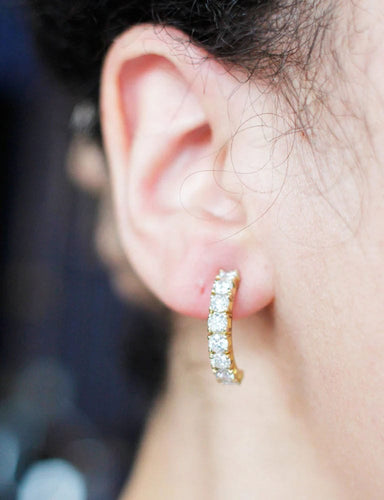 Boucles d'oreilles Demi-Créoles Or Jaune Pavées Diamants 58 Facettes A7037