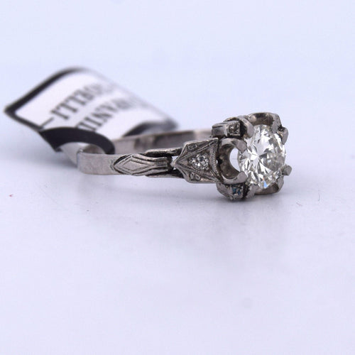 Bague 55 BAGUE ANTIQUE EN OR BLANC 18KT - DIAMANT 0,75 ct 58 Facettes