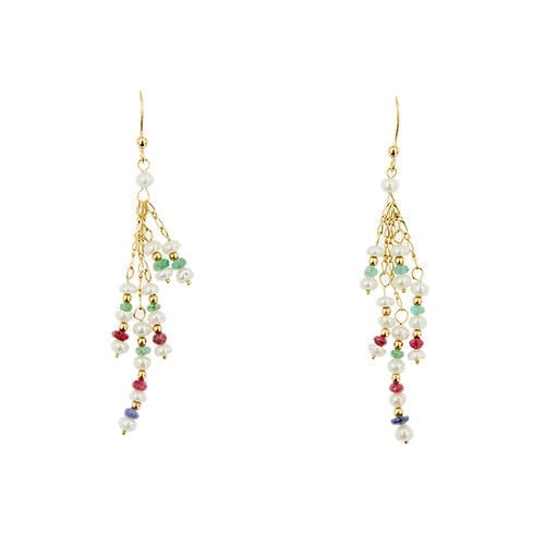 Boucles d'oreilles Boucles d'oreilles avec perles et pierres précieuses 58 Facettes 29104