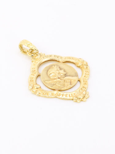 Pendentif AUGIS Médaille Art Nouveau "Du plus heureux des jours je rappelle les heures" 58 Facettes 1153.7