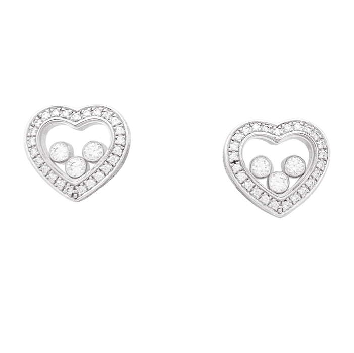 Boucles d'oreilles Boucles d'oreilles Chopard "Happy Diamonds" or blanc, diamants. 58 Facettes 34188