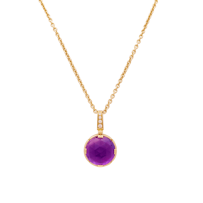 Collier Bulgari, "Parentesi Cocktail", or rose, améthyste, diamants.