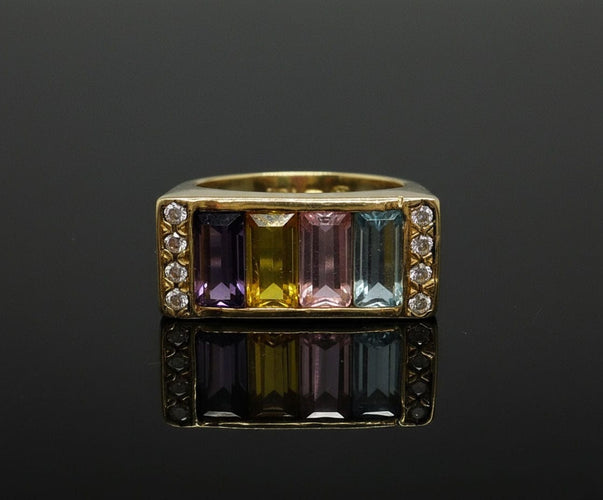 Bague Bague Premier avec pierres multicolores 58 Facettes