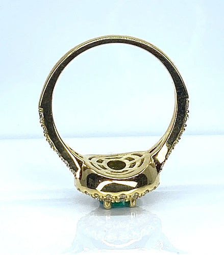 Bague 52 Bague or jaune émeraude et diamants 58 Facettes AB408