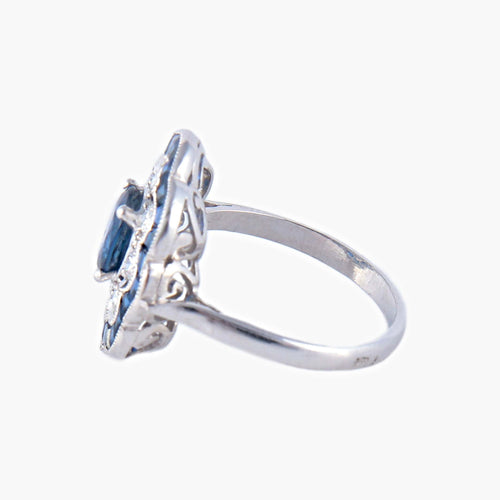 Bague 51 Bague Fleur Saphirs Diamants 58 Facettes AB 214