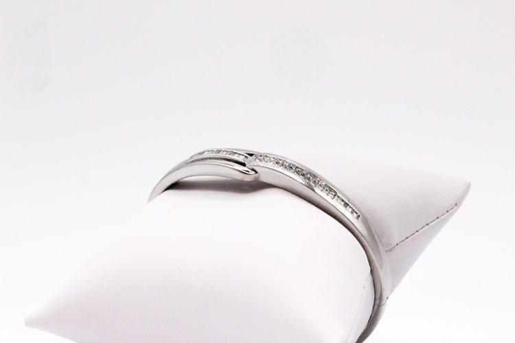 Bracelet Bracelet jonc or blanc diamants 58 Facettes 250141