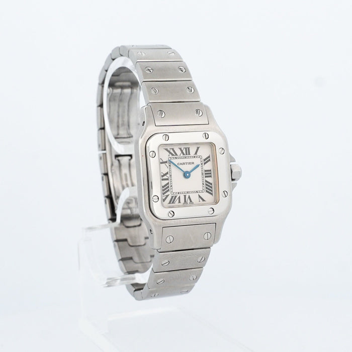 Bracelet Cartier Santos Galbée - Ivory roman dial - SM 58 Facettes