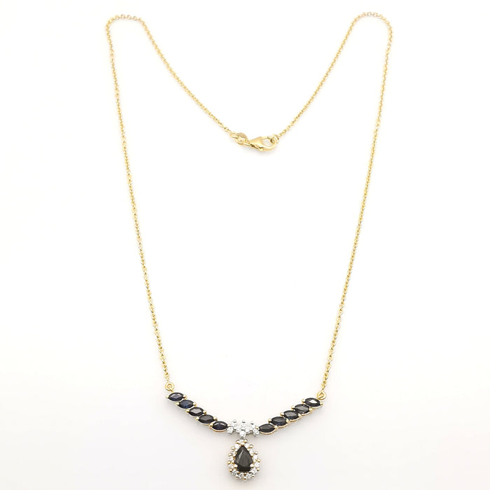 Collier or jaune saphirs et diamants