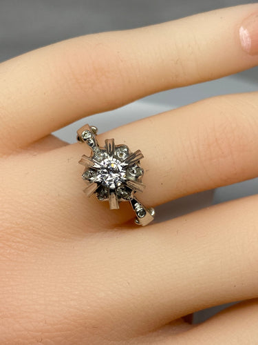 Bague 51 Bague solitaire en Or gris, et Diamants 58 Facettes AB72bis