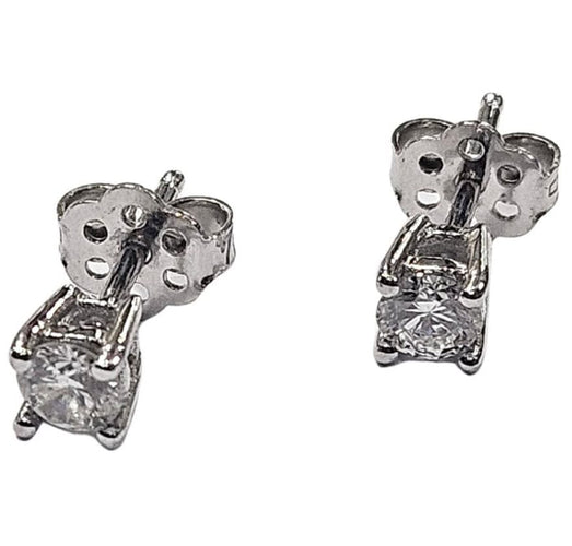 Boucles d'oreilles Boucles d'oreilles clous classiques avec diamant naturel, taille brillant, or blanc 58 Facettes Q406B