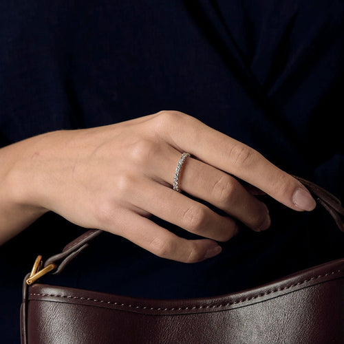 Bague 56 Alliance américaine diamants 1,25 ct en or blanc 58 Facettes LMB-296