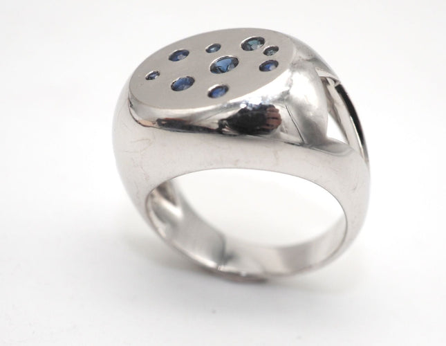 Bague or blanc 750 saphirs