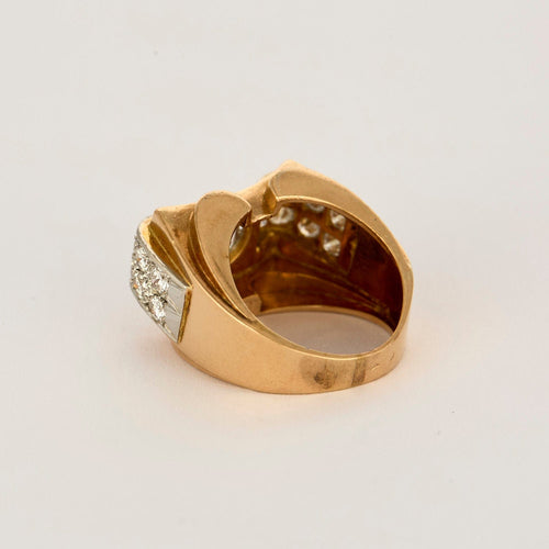 Bague 51 Bague tank or rose et gris et diamants 58 Facettes CAN09342