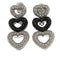 Boucles d'oreilles coeur diamants blancs et noirs