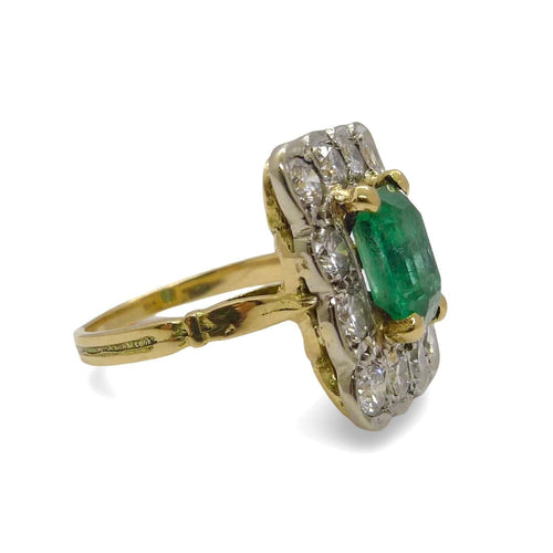 Bague Bague deux ors emeraude et diamants 58 Facettes