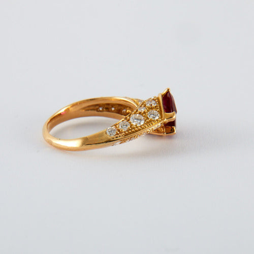 Bague 55 Bague Toi et Moi Rubis Diamants 58 Facettes