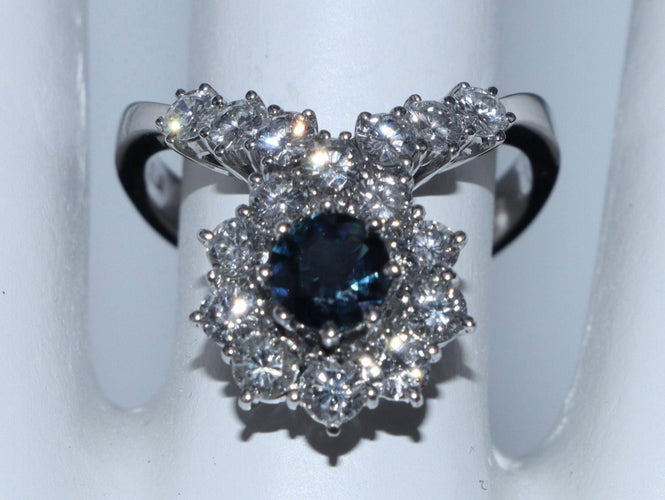 Bague 53.5 Bague en or blanc avec saphir et diamant 58 Facettes BA-31