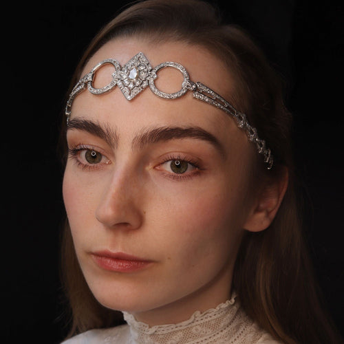 Collier Glamour des années folles : collier et coiffe pour chien en diamants style Art déco vintage 58 Facettes 23023-0064