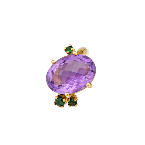 Bague 52.5 Bague en or jaune, améthyste et tsavorites 58 Facettes 33247