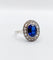 Bague 56 Bague pompadour or blanc et platine, saphir, diamants taille rose (circa 1910) 58 Facettes A04541