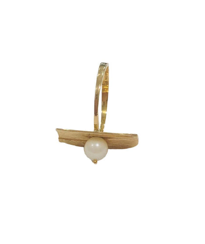 Bague 57.5 Bague perle or jaune 58 Facettes