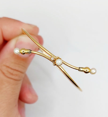 Bracelet Bracelet victorien ajustable or jaune, perles et diamant taille rose (circa 1900) 58 Facettes A05281