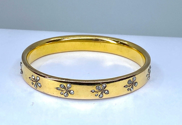 Bracelet Bracelet en or plein, jaune ,18 carats ,orné de fleurs en diamants, époque vers 1900 58 Facettes AB402