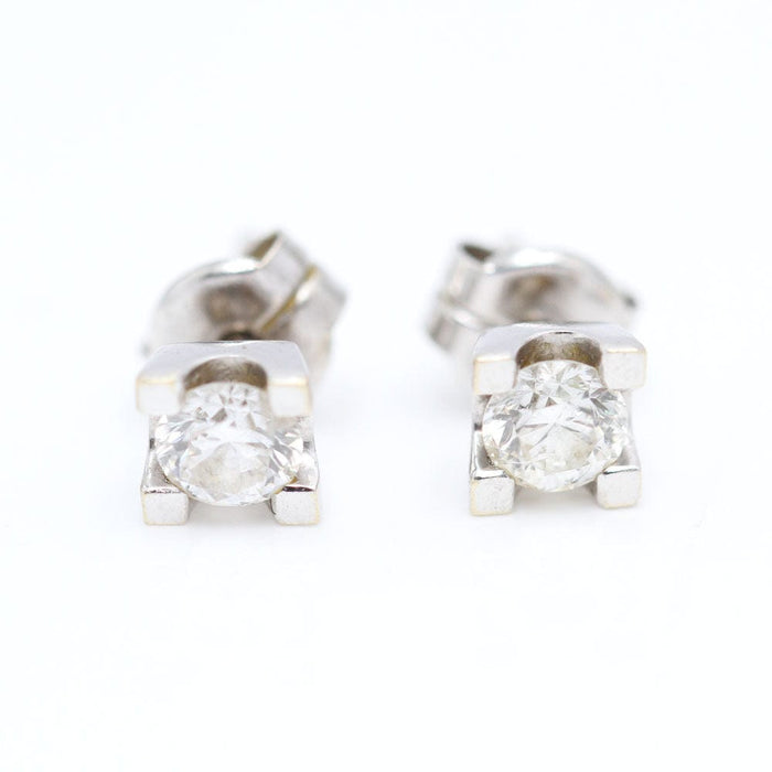 Boucles d'oreilles Boucles d'oreilles solitaires en or blanc avec diamants 58 Facettes E362960