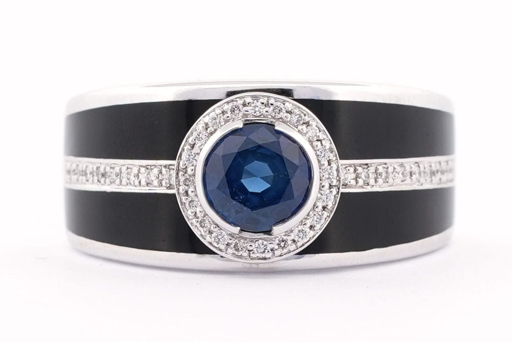 Bague 57 MAUBOUSSIN - Bague Bonbon Bleu or blanc, laque noire, saphir, diamants 58 Facettes