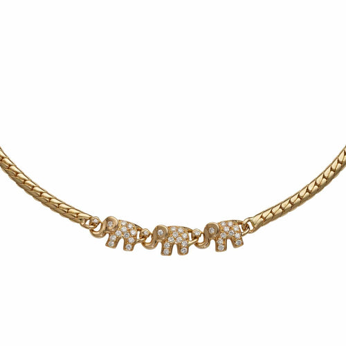 Collier FRED Eléphants vintage en or jaune et diamants 58 Facettes