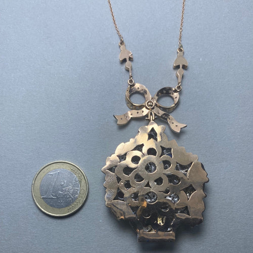 Collier Collier or jaune et argent diamants 58 Facettes