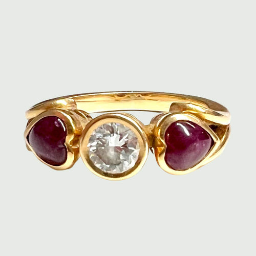 Bague 49 BAGUE MODERNE DU XXE SIÈCLE en OR 18 carats avec DIAMANTS et RUBIS 58 Facettes Q914A(887)