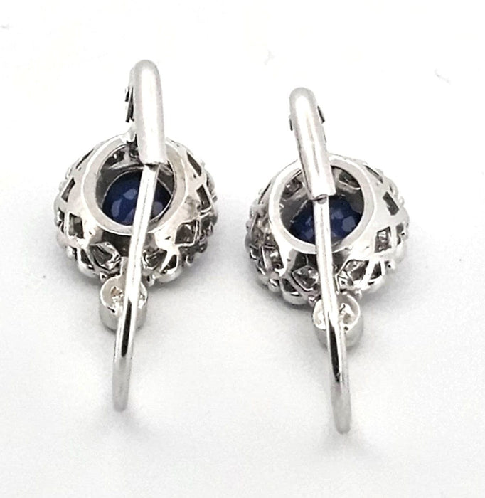 Boucles d'oreilles Boucles d'oreilles en or blanc avec saphirs et diamants 58 Facettes