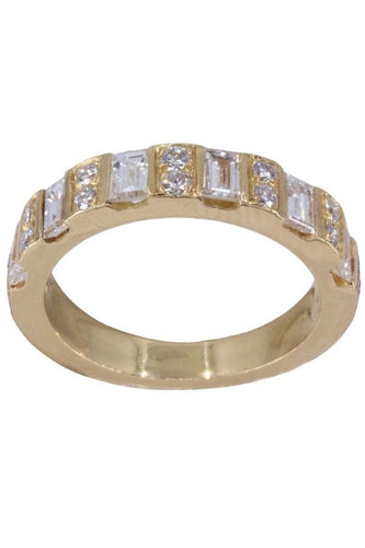 Bague 53.5 DEMI ALLIANCE DIAMANTS 1.33ct 58 Facettes 087621
