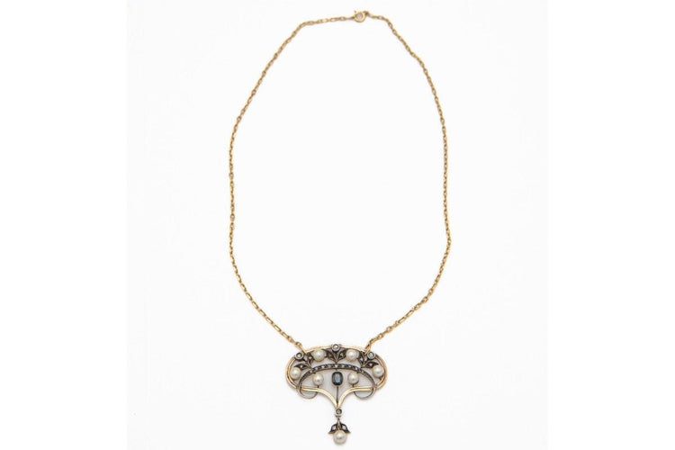 Pendentif Art Nouveau gold and silver pendant, Belle Epoque circa 1910 58 Facettes 9457