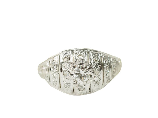 Bague 57.5 Bague dôme années 30 or blanc et diamants 58 Facettes 29409