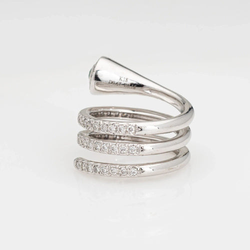 Bague 50 Bague spirale diamant émeraude bande enroulée en or blanc enroulée 58 Facettes G13464