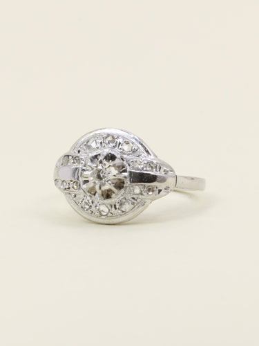 Bague 53 Bague Art Déco cible or blanc platine diamants 58 Facettes 1192.4