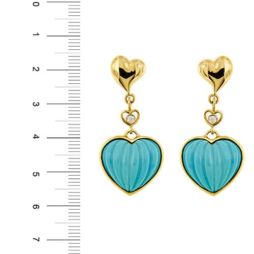 Boucles d'oreilles DAMIANI - Boucles d'oreilles coeur avec diamants et turquoises 58 Facettes 37515