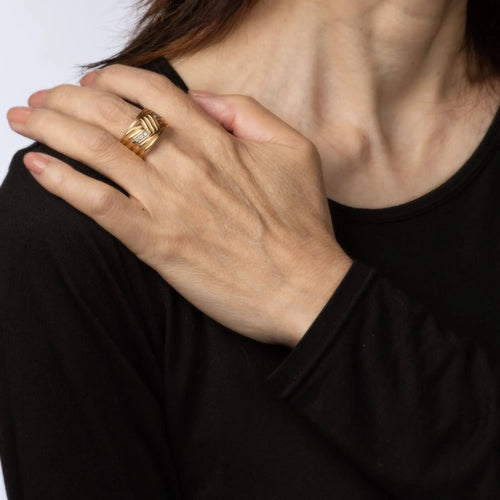 Bague 58 Bague bandeau or jaune diamants 58 Facettes G13497