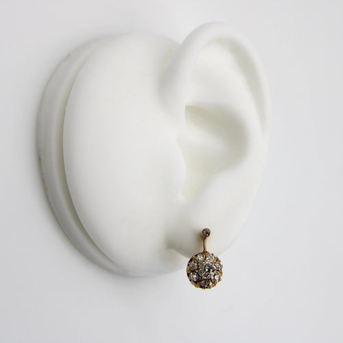 Boucles d'oreilles Boucles d'oreilles pendantes victoriennes en or 18 carats avec diamants taille ancienne 58 Facettes