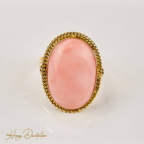 Bague 61 Bague corail, une beauté naturelle en or jaune 58 Facettes 2513