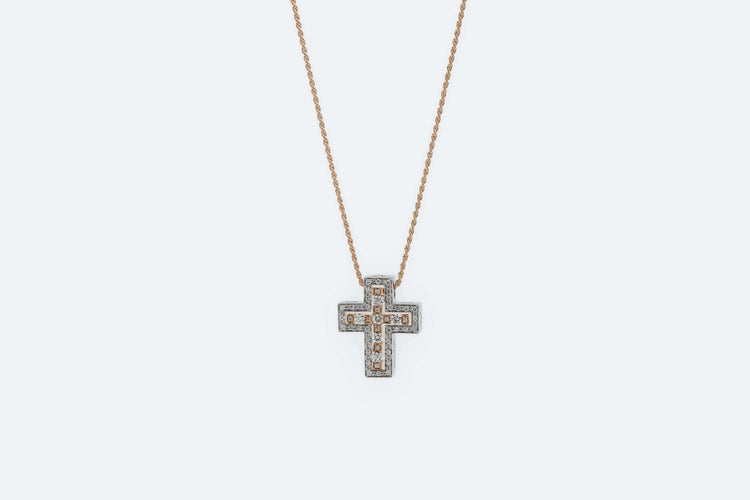 Collier Oro Rosa Collier Damiani avec crucifix en or rose et diamants 58 Facettes COL248
